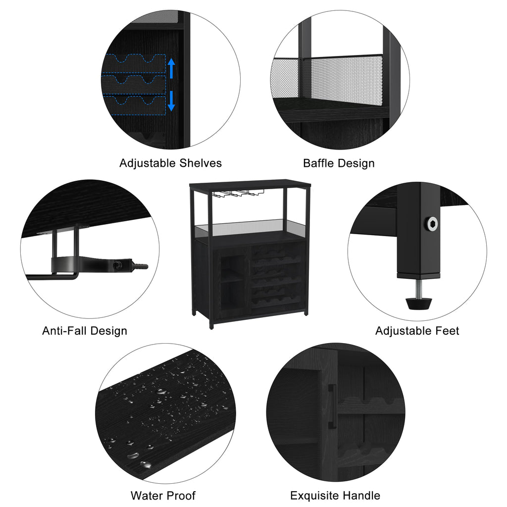 GarveeHome Wine Bar Cabinet with LED Lights, Liquor Cabinet with Storage
