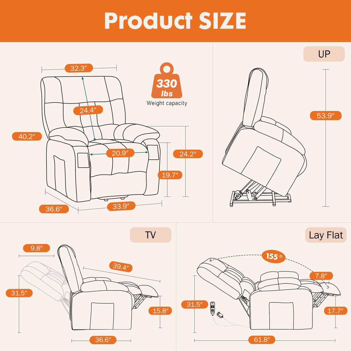 Sweetcrispy Recliner Chair PU Leather Recliner Sofa No Massage, Home Theater Seating with Lumbar Support, Adjustable Push Back Overstuffed High-Density Sponge Reclining for Living Room, Black