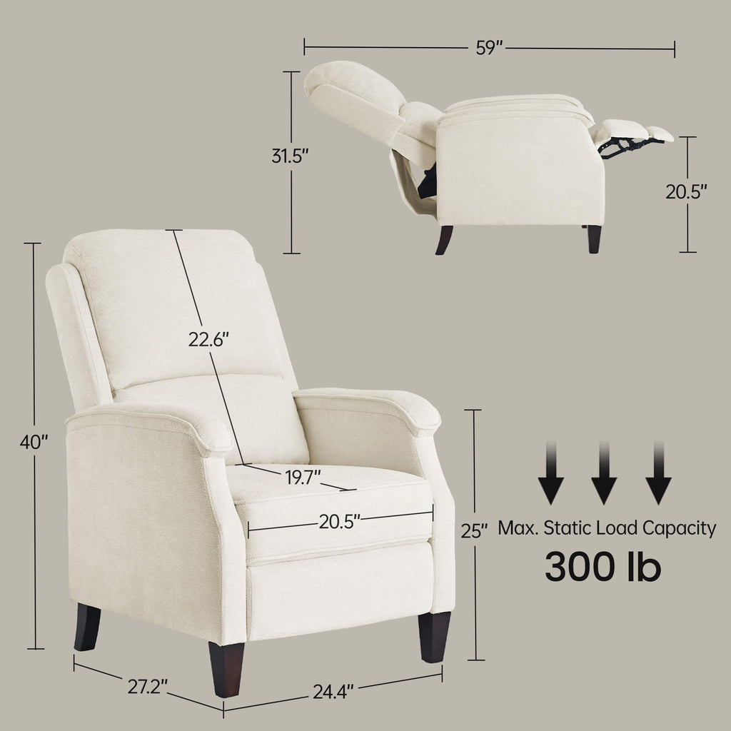 VKNOW Recliner Chair, Fabric Recliner with Adjustable Back, Brown