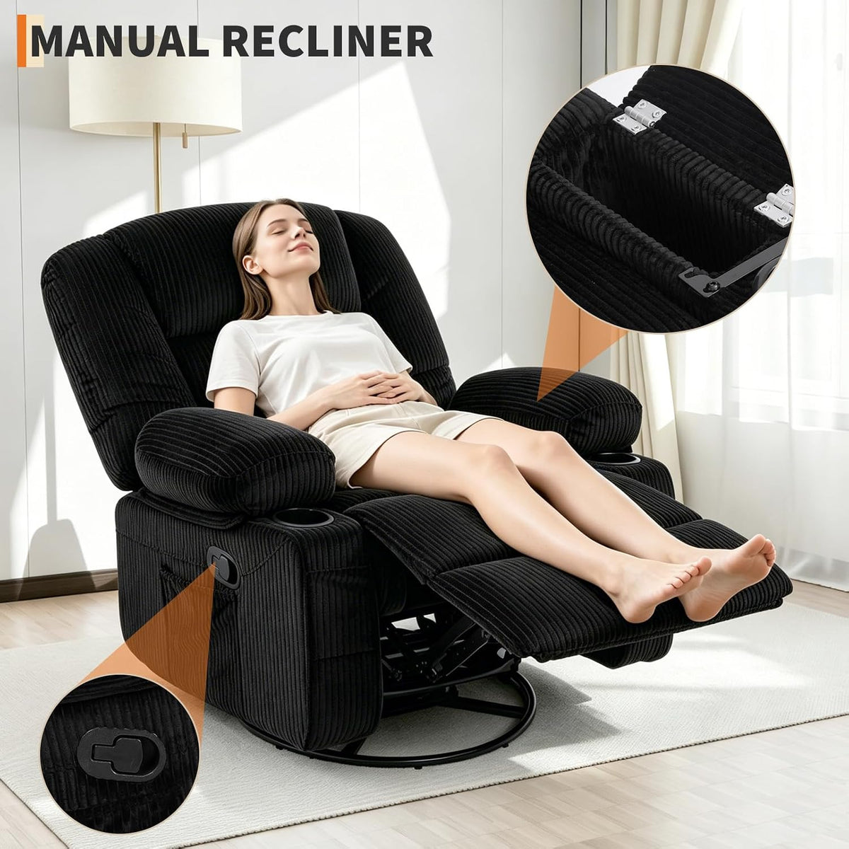 Garvee Oversized Recliner Chair,Extra Wide 360Â° Swivel Rocker Massage Heat