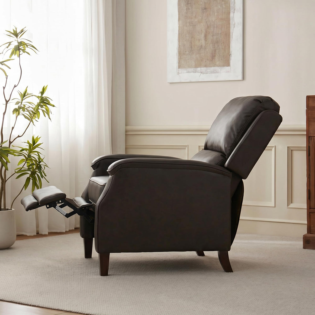 VKNOW Recliner Chair, Fabric Recliner with Adjustable Back, Brown
