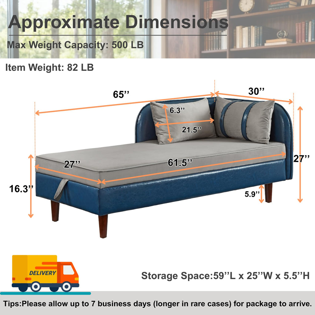 Modern 32''W Chaise Lounge with Armrest (Hold Right Arm), Indoor Recliner, Comfy Deep Seat Sleeper Chair Single Sofa Bed for Apartment, Living Room, Ivory L.