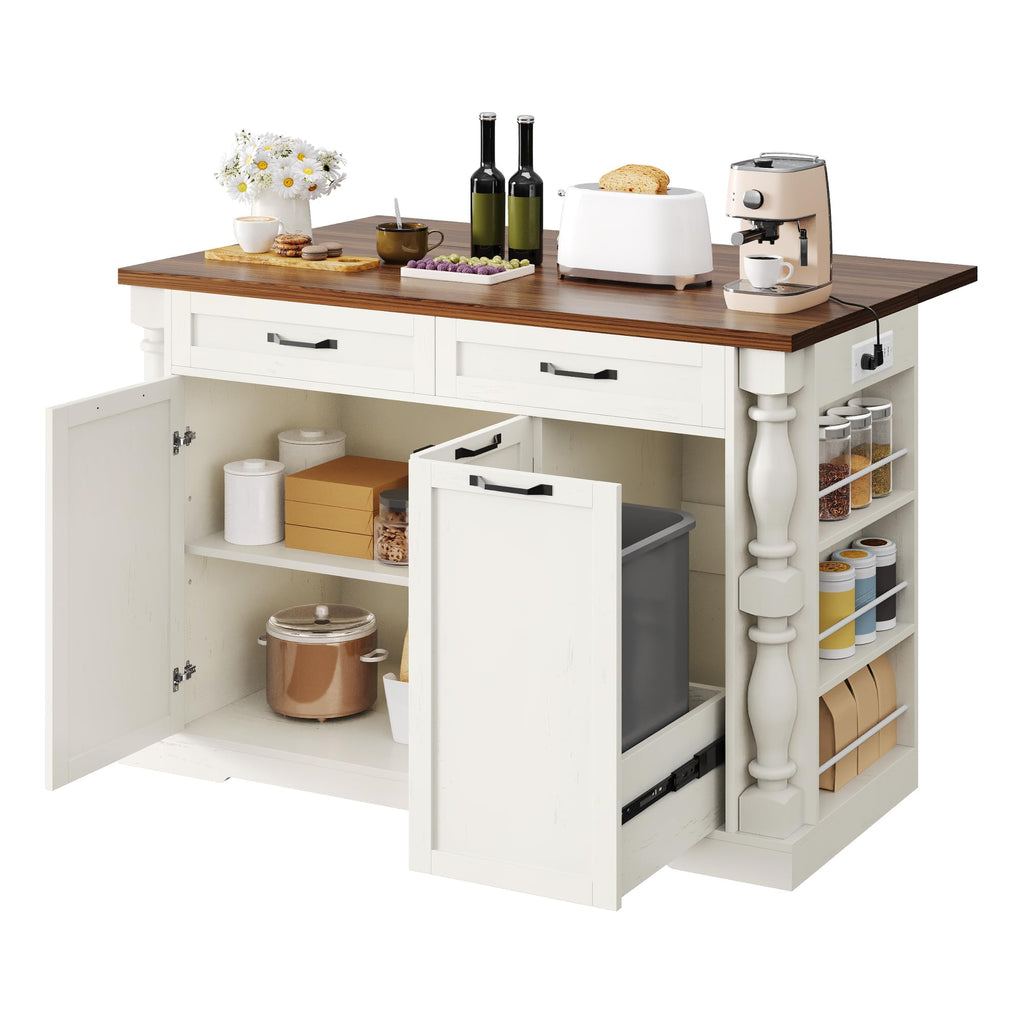 Island Table for Kitchen,48" Rolling Kitchen Island with Drop Leaf