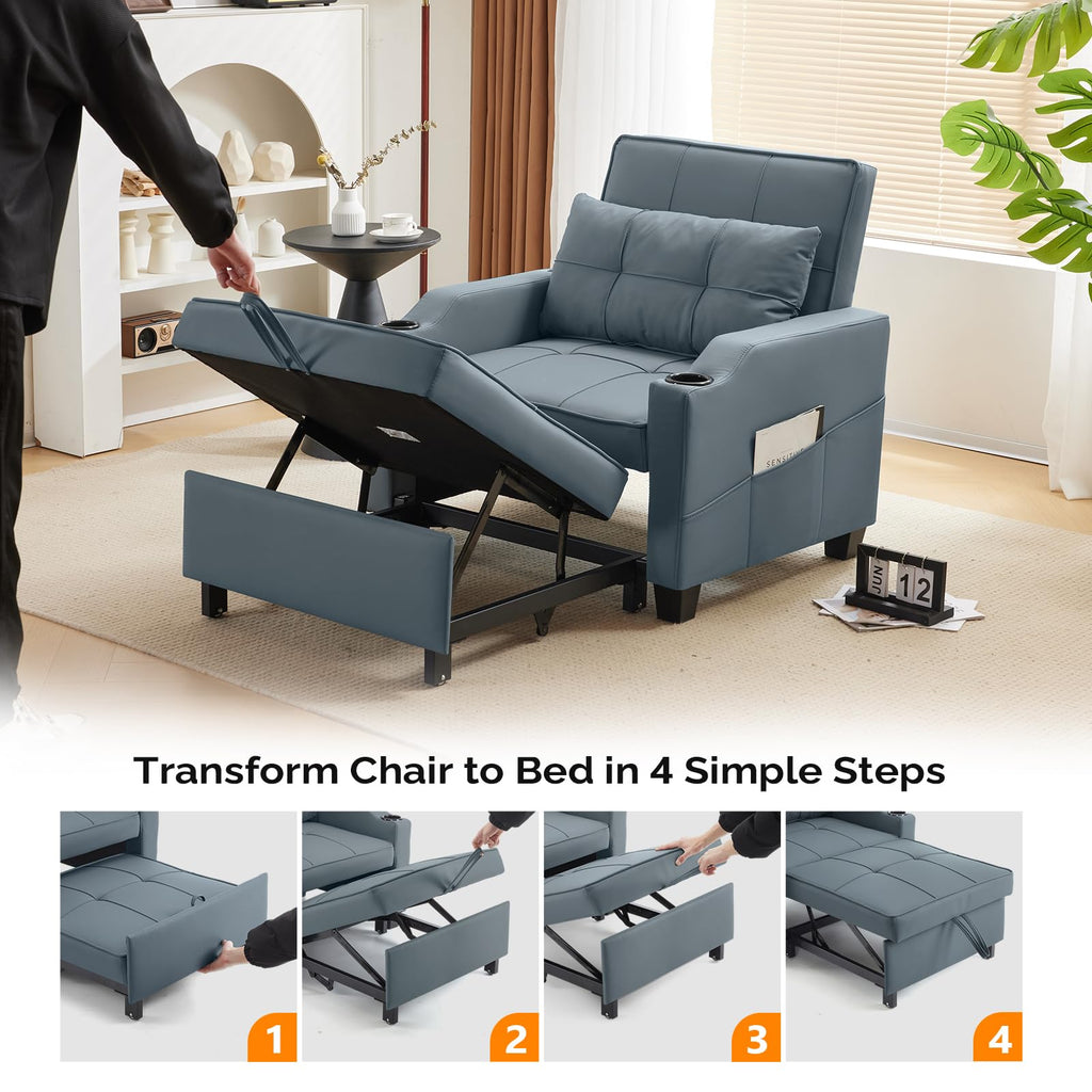 VINGLI Convertible Sleeper Chair Bed, Pull Out Sofa Couch for Living Room