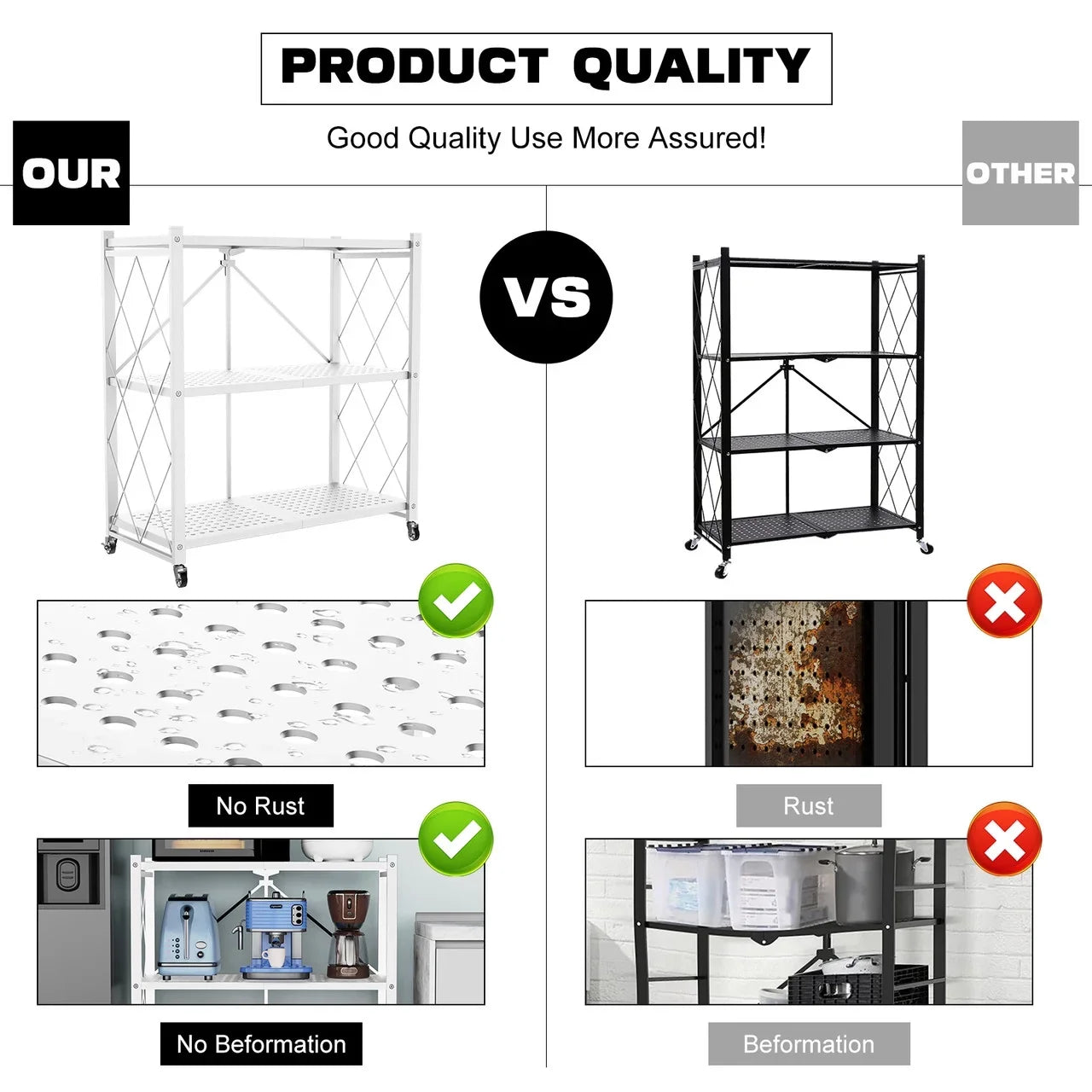 Tier Rack Metal Storage Style Heavy Shelving White QRInnovations Duty 3/4 Modern