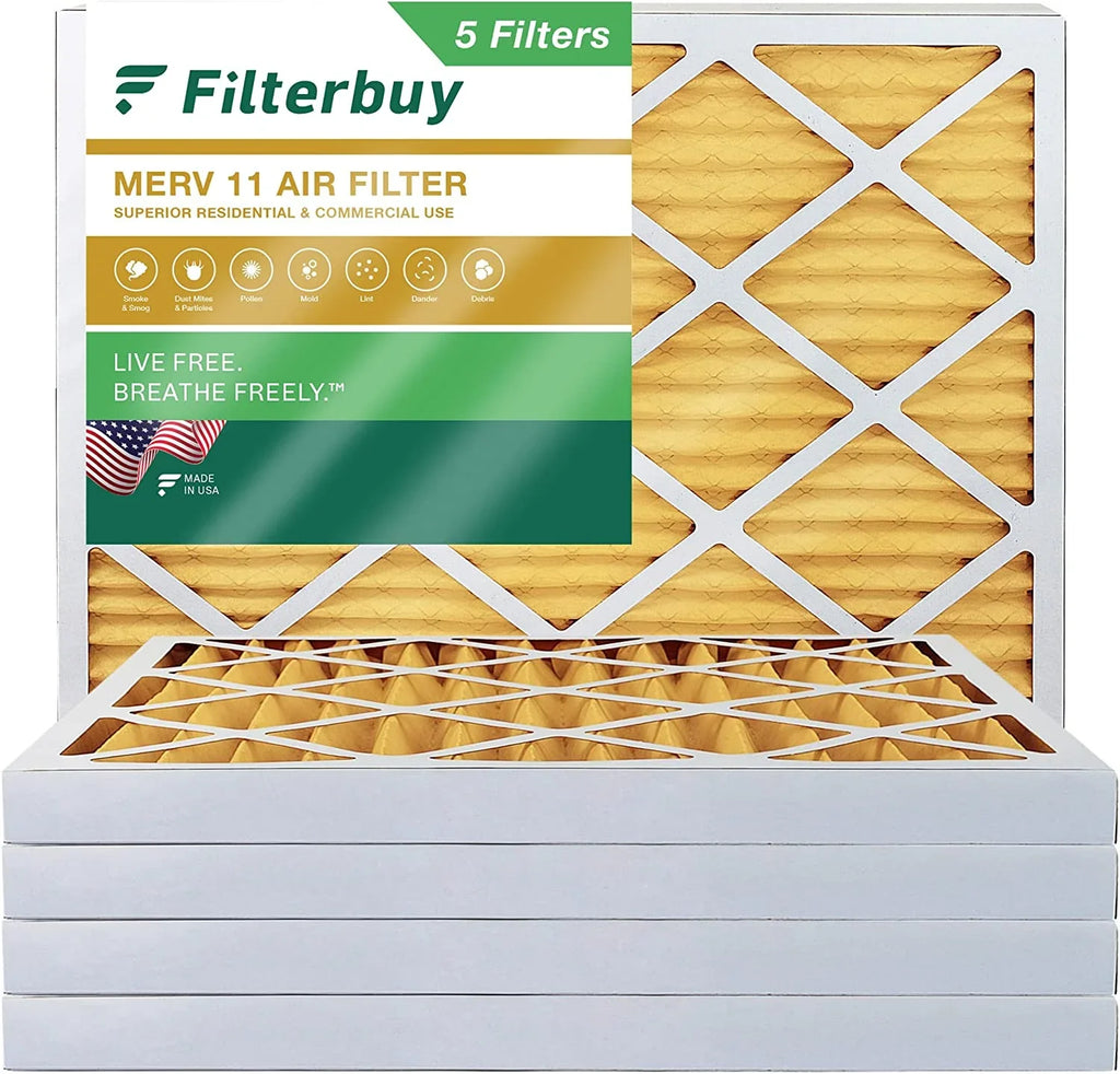 AC Pleated Filterbuy (5-Pack) Furnace HVAC 10x16x2 MERV 11 Filters Air