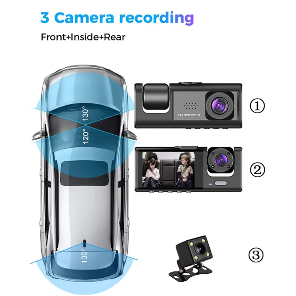 Dash Lens HD Kepeak Dual Car Video Camera G-Sensor Front/Rear/Inside 1080P Recorder Cam