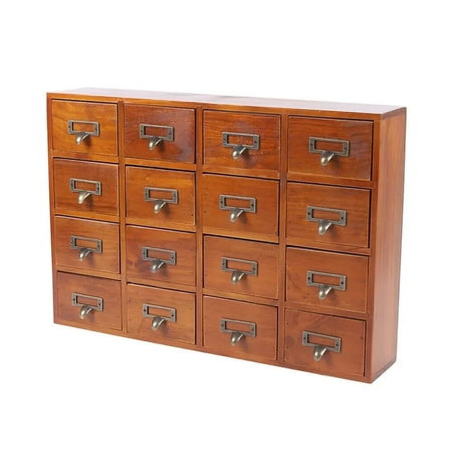 Wood Organizer Apothecary Desk Drawer Box Cabinet Drawers Retro Storage 16