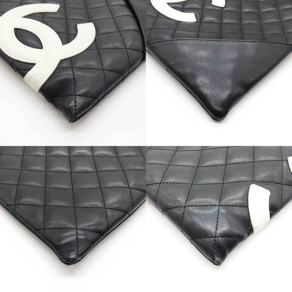 (Fair) Cambon Leather Pre-Owned CHANEL Black Bag Line 100s Shoulder