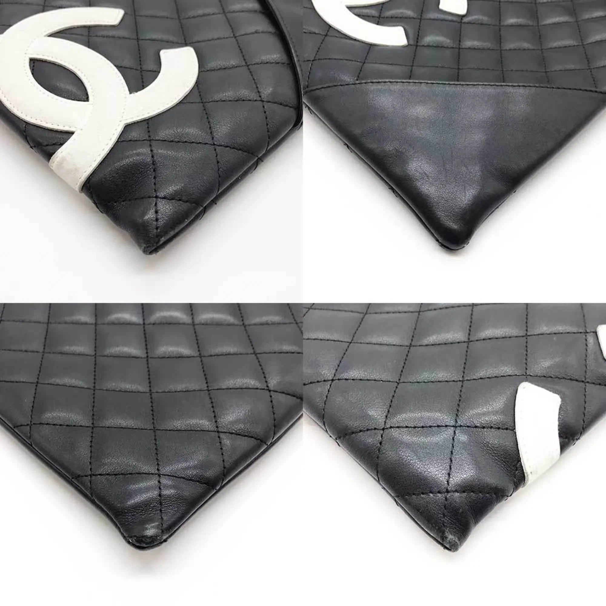 (Fair) Cambon Leather Pre-Owned CHANEL Black Bag Line 100s Shoulder