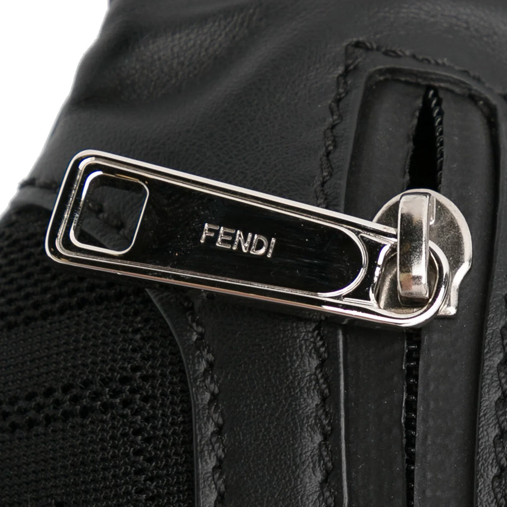 Fabric Unisex Authenticated (Good) Pre-Owned Pocket Black Bag Knit Neoprene FF Perforated Belt Fendi Vitello Grace