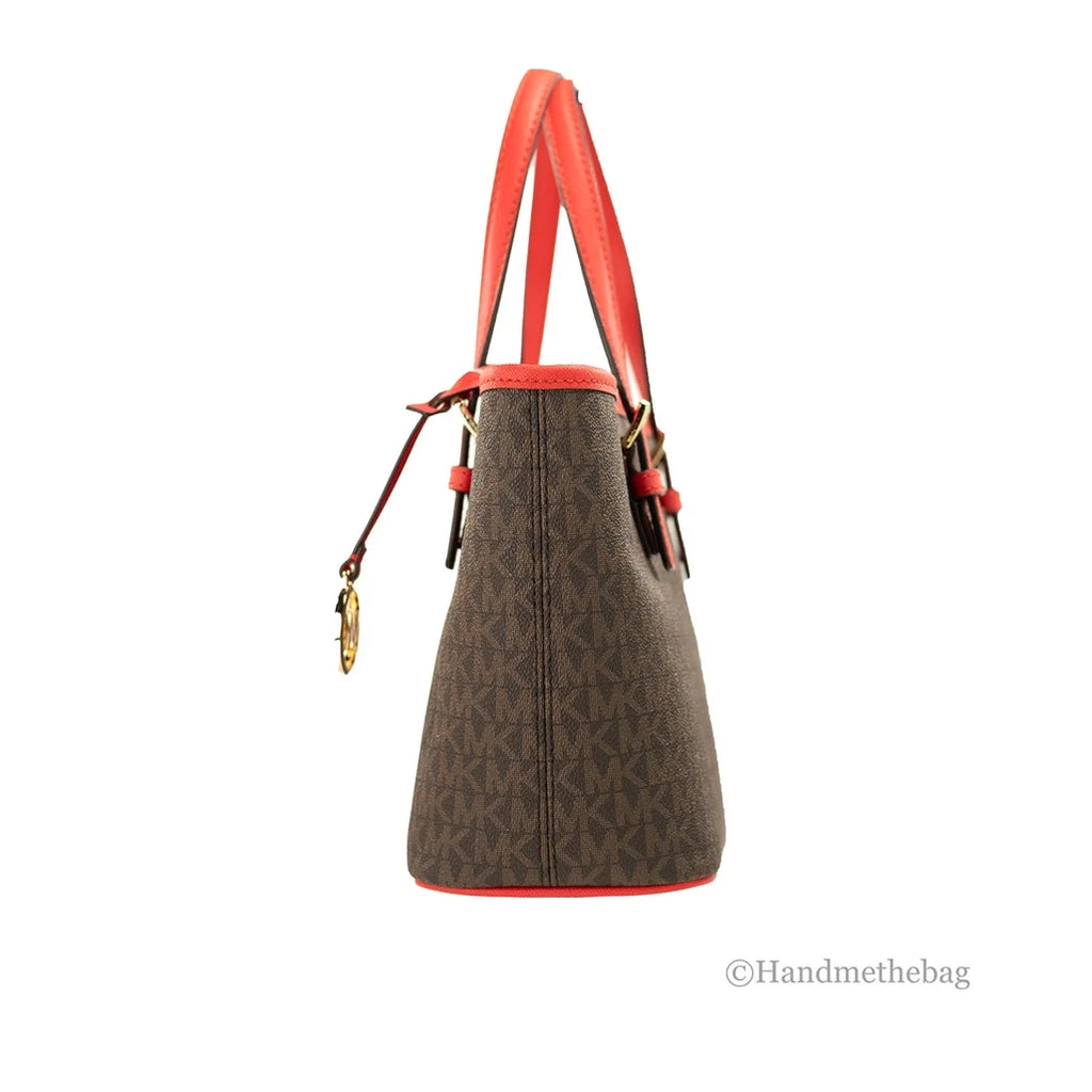 Kors Jet Set Top-Zip Sangria) Logo (Dark Bag Extra-Small Travel Michael Tote