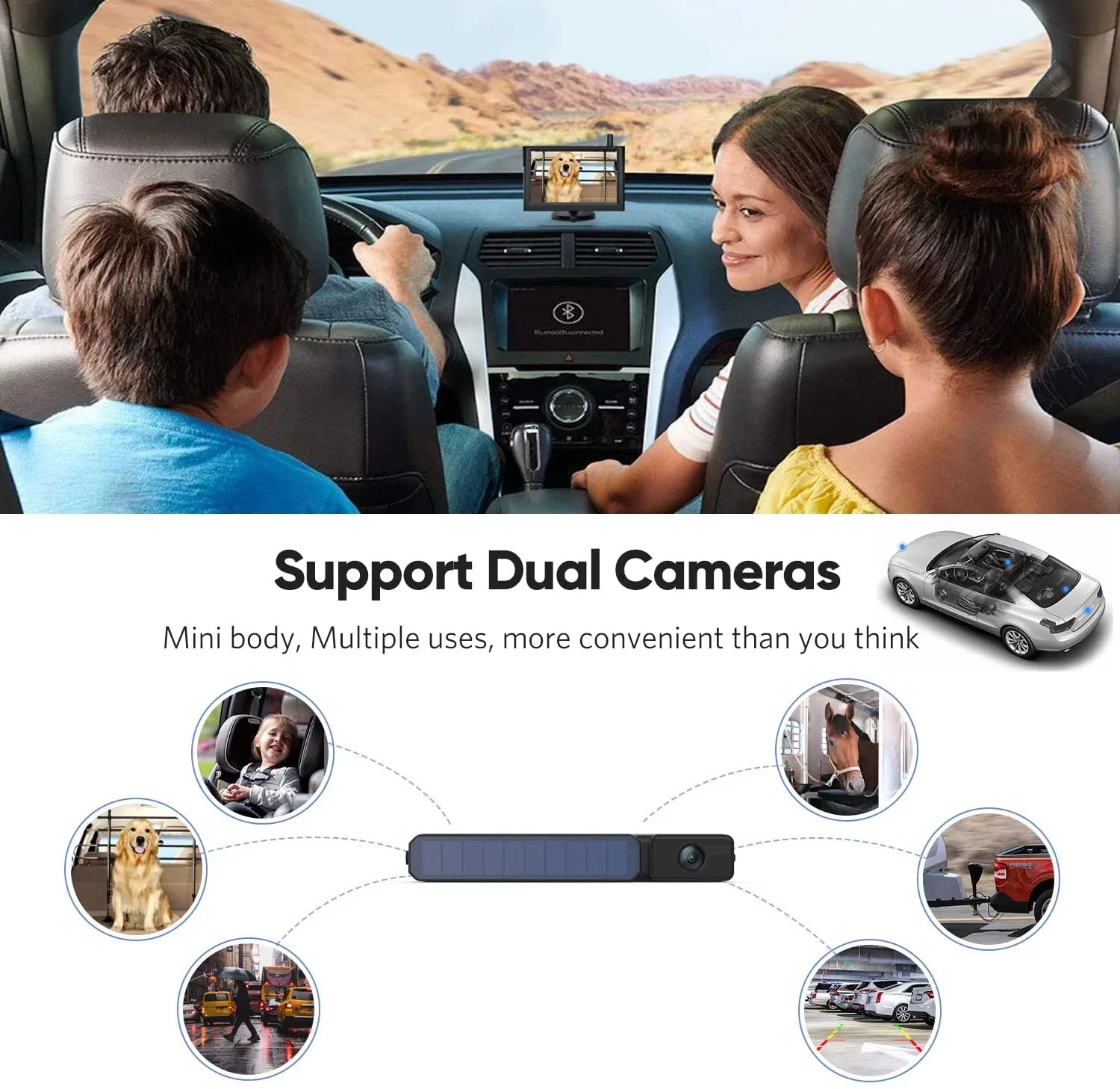 Reverse View License RV with Monitor Rear Installation,Solar Camera for Easy for Channels Camera Backup Battery System Car, Plate 2 Parking Wireless Camera Solar Wireless Trailer