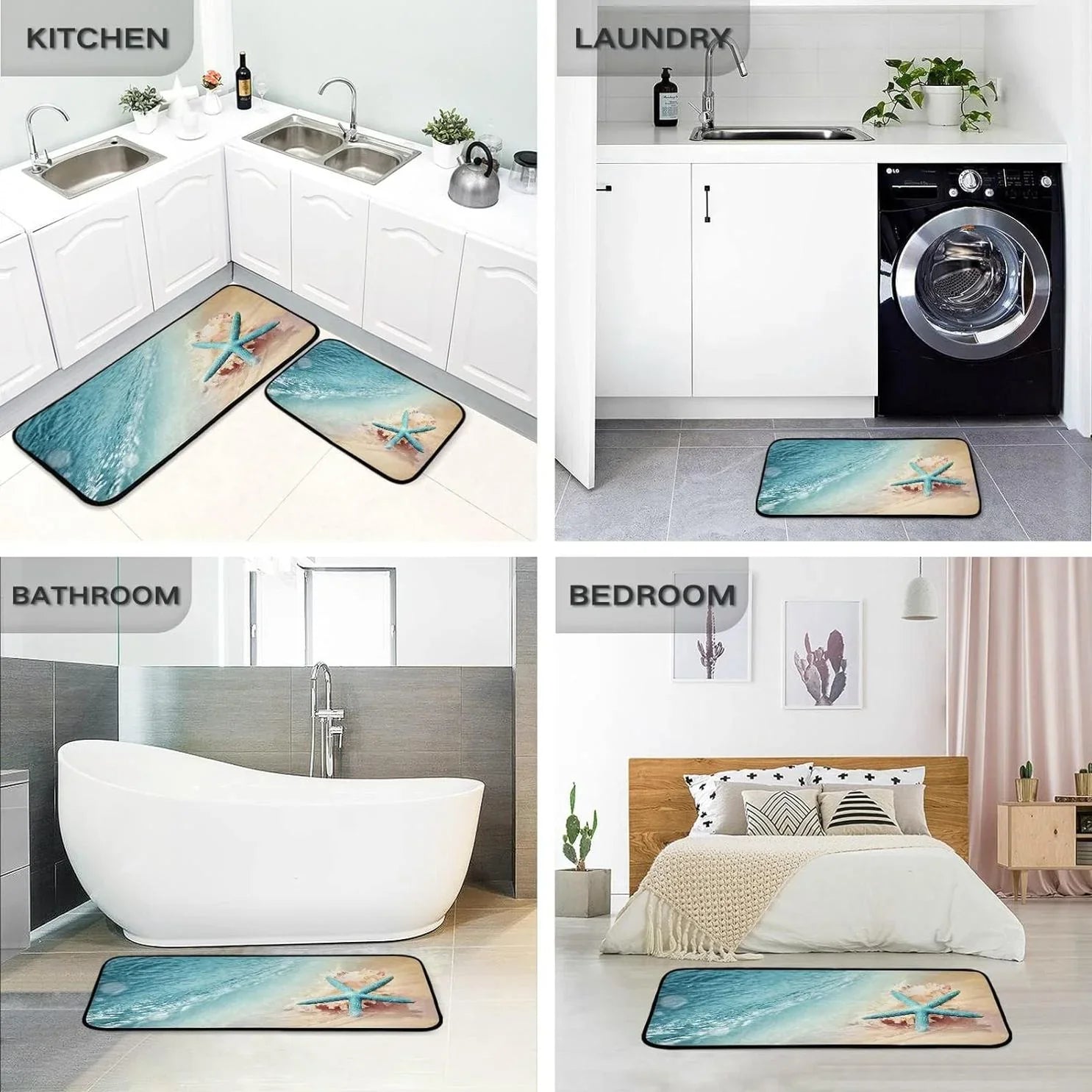 Perfect Bedroom and Kitchen Mats Washable Beach Room 19.7"x27.6" Living Carpet Sea Summer Bestwell Entryway, + for Runner Area Wave 19.7"x47.2" Conch Rug Floor Starfish Rugs,