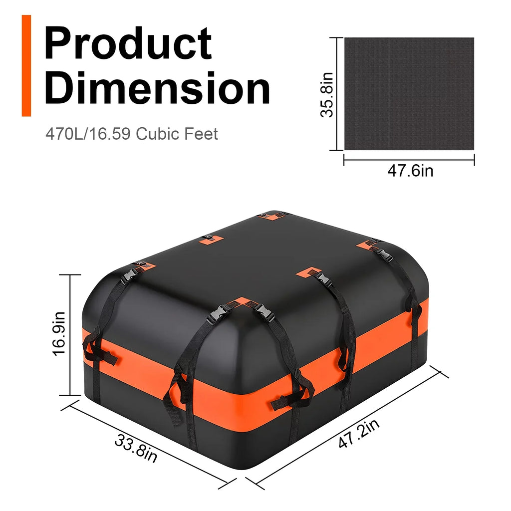 16 Bag Cubic Storage Vehicle, Carrier Large Waterproof Black Cargo Luggage Car feet Bag for Suit Anti-Slip Carriers iMounTEK Storage All Travel Mat Suv Rooftop