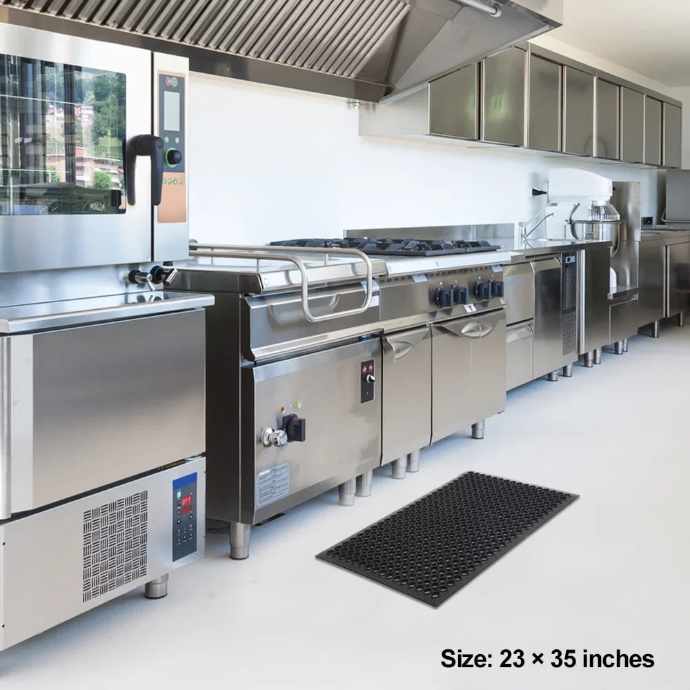 Non-Slip Non-Slip Drainage Large Industrial Rubber Mat 60*90cm Multi-Functional Anti-Fatigue Kitchen Hexagonal Duty Mat Black Bar Heavy