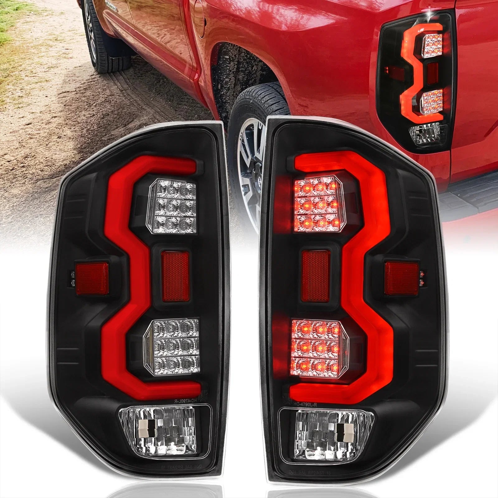 2020 Compatible/Replacement Toyota Signal Distributors Lamps Clear 2021 21 2015 Tundra LED AJP Brake 14 19 15 Lights 2017 Red Stop Pair 2019 Tube For 20 2018 16 17 Housing Tail 18 2014 2016 Lens Black