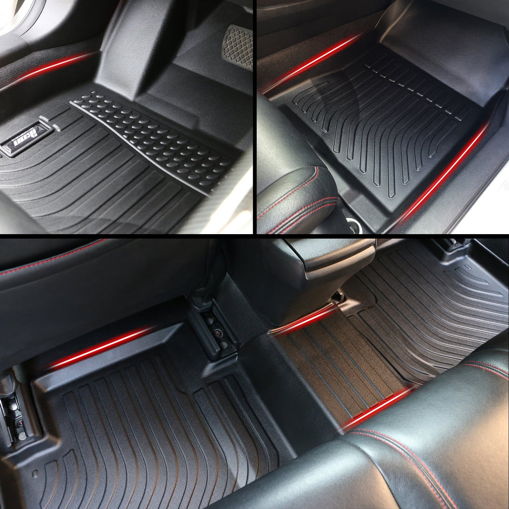 Protector Town Mats Liner Black Floor 4PCS Row 2nd & All Caravan Chrysler 1st Carpets Molded 3D 2008-2020 Compatible 2008-2016 Dodge TPE Car Motorsports With Rear Front 3D Weather Ikon Grand Country
