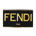 Scarf Knitted FXS124 Fendi Yellow Roma Logo & Black Cashmere Wool