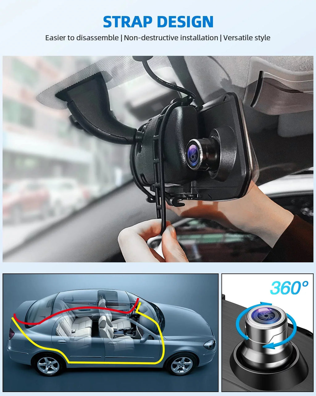 with Assistance Backup Camera Camera Motion Mirror FHD Cam Waterproof Mirror 7" 1080P Camera Detection TOGUARD Touchscreen Dual View Parking Car and Rear Front Dash Rear