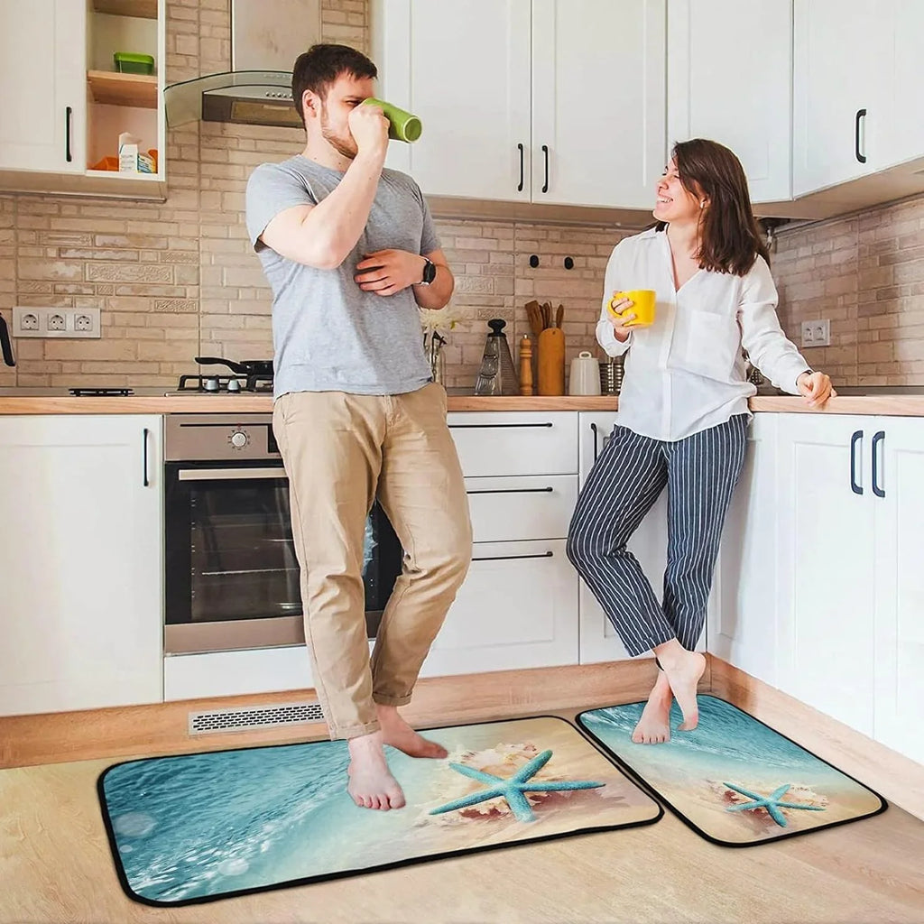 Perfect Bedroom and Kitchen Mats Washable Beach Room 19.7"x27.6" Living Carpet Sea Summer Bestwell Entryway, + for Runner Area Wave 19.7"x47.2" Conch Rug Floor Starfish Rugs,