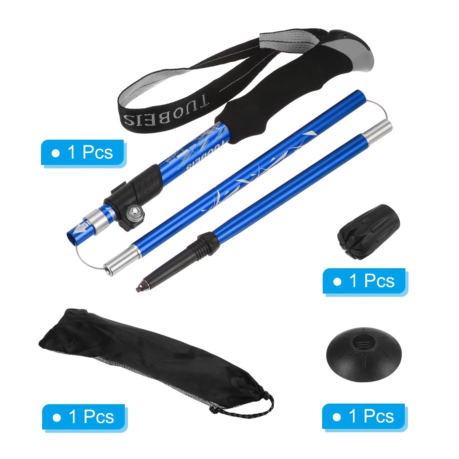 43 Aluminum Inch Trekking Uxcell Pole Hiking Blue Poles, Alloy, Collapsible Dark