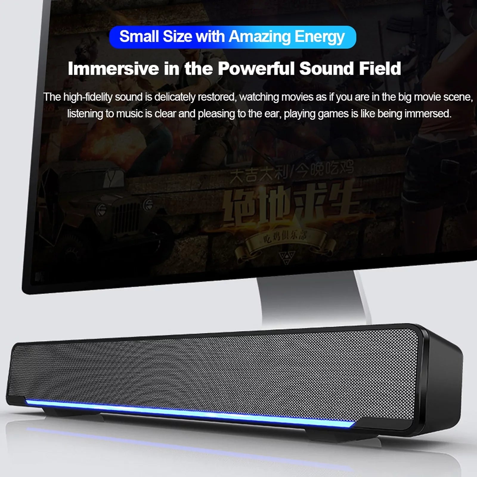 Subwoofer PC Speaker V-196 Sound Surround Box Tablet Bass notebook Computer Player USB Wired Smartphone MP3 Stereo MP4 Audio SADA Input for 3.5mm Powerful Bar