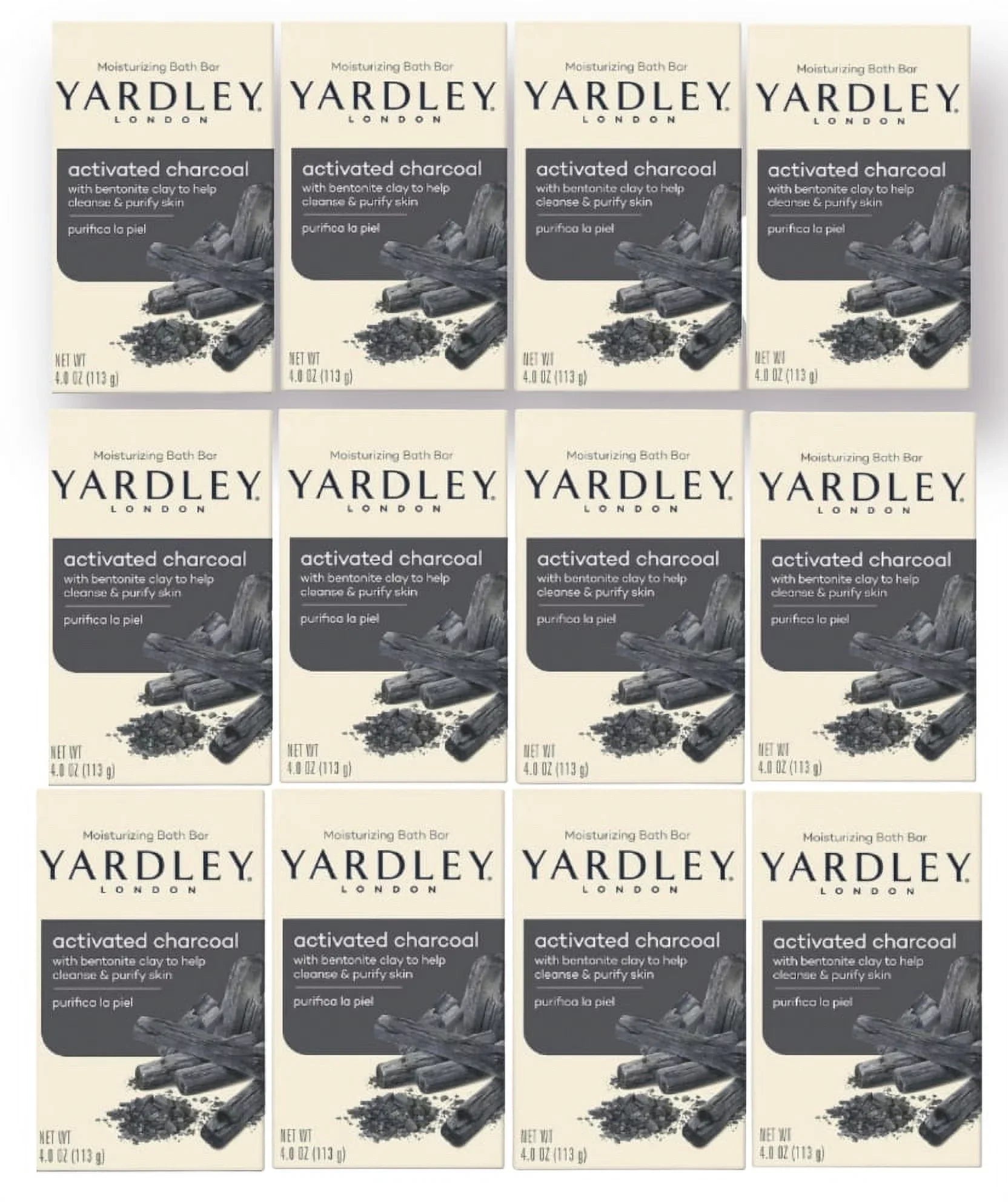 Pack) Activated - Yardley Soap Bar - London Charcoal of (12