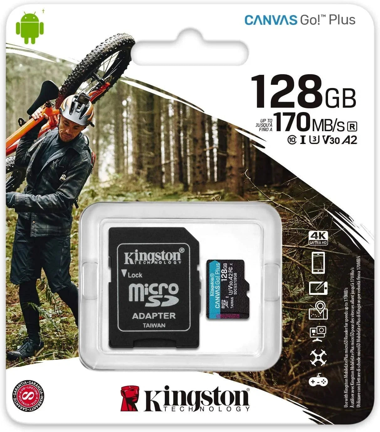 Works Go Cl 10 Dash V1, SDXC ro V1GW 128GB V5, Camera Canvas Kingston Rexing with (SDCG3/128GB) V1-4K, Plus