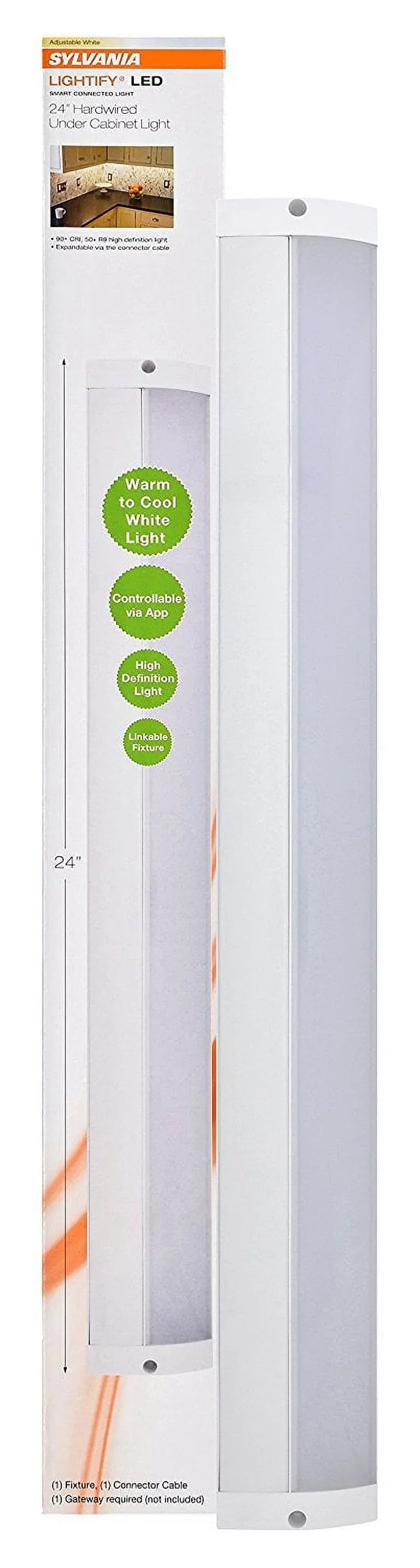 ZigBee Echo Wink, Google Hub White Light, Convertible Cabinet Adjustable the Alexa SmartThings, Under and Plus, Assistant Amazon and for LIGHTIFY SYLVANIA Works 24" Needed Amazon with