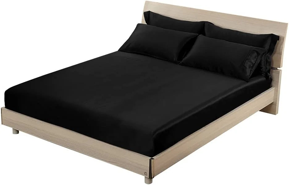 Sheet 19 Luxury Fitted Seamless, Mulberry Black Queen, HAOFEI Silk Momme
