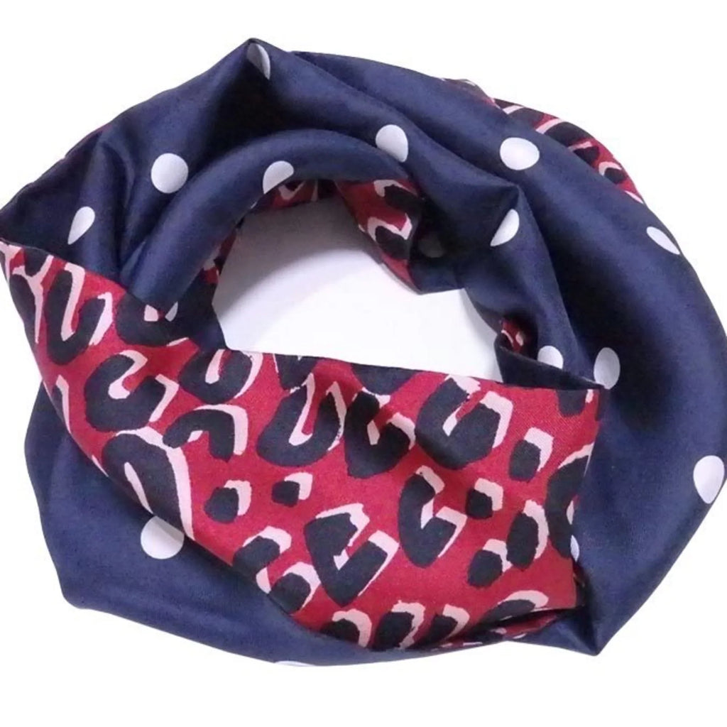 Silk 100% M74608 Women's Leopard Pre-Owned (Good) Scarf Multicolor Snood x Vuitton Red Louis Navy