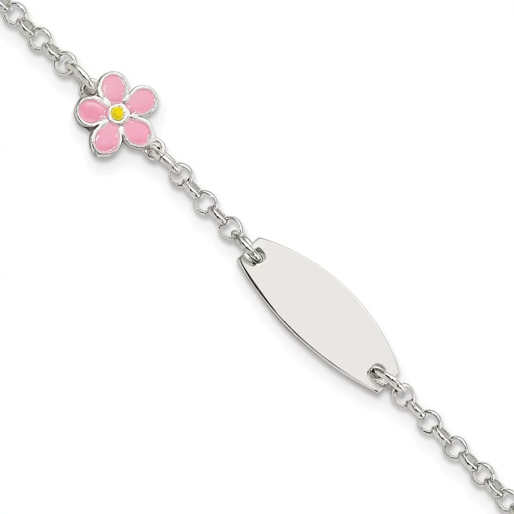 6inch Sterling Bracelet 5inch Auriga for Id Silver Flower Women 925 Enameled