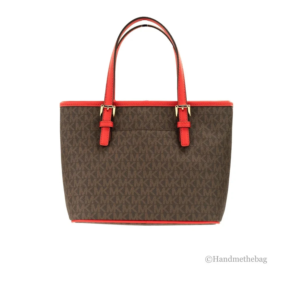 Kors Jet Set Top-Zip Sangria) Logo (Dark Bag Extra-Small Travel Michael Tote