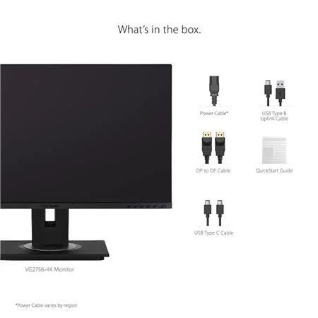 Ergonomics Home Degree Office VG2756-4K 4K and Display Integrated IPS Docking RJ45, HDMI, Tilt USB Monitor C 27 Inch Port ViewSonic 3.2, 40 for with and