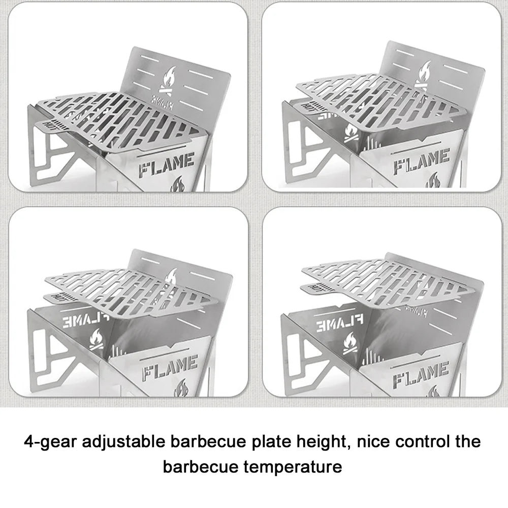 Camping Picnic Accessory Furnace Outdoor Portable Multifunctional Furnace Stoves BBQ Stainless Firewood Steel Cooking Detachable Anself