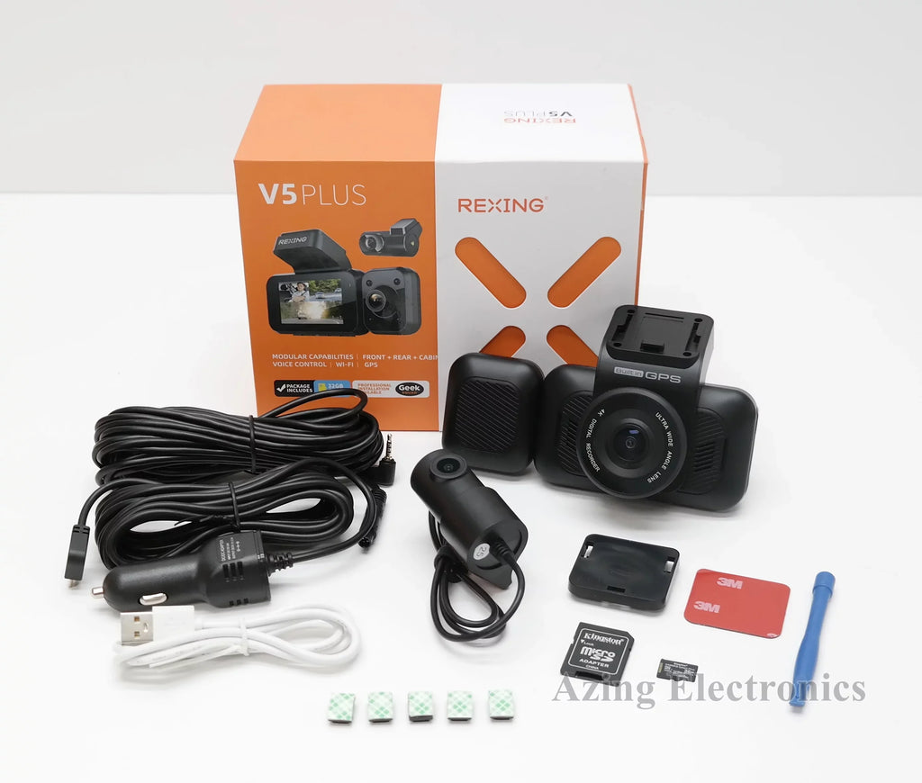 Plus w/ Dash BBYV5PLUS A 3" Grade V5 4K LCD Rexing 3-Channel Owned Cam SET FULL