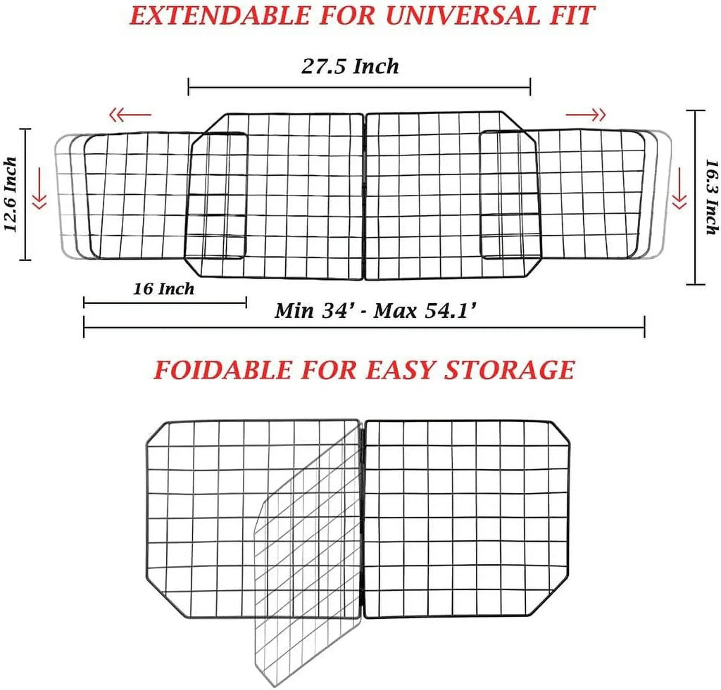 Dividers Wire Front Seat Pet Barrier Adjustable Cars in Barriers—Heavy Travel Vehicles, Cars Mesh Car with Black—Safety SUV, for Fence Duty Dog