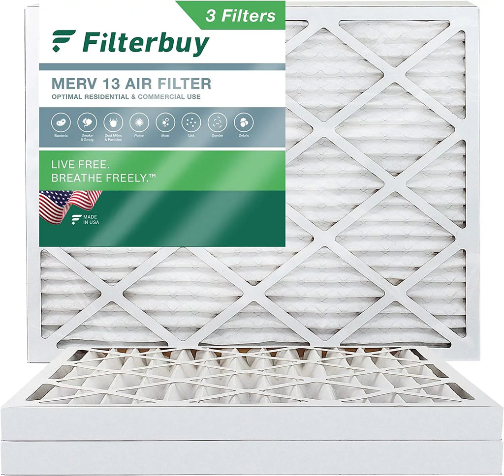 13 Air AC (3-Pack) Furnace Pleated HVAC Filters Filterbuy MERV 20x25x2