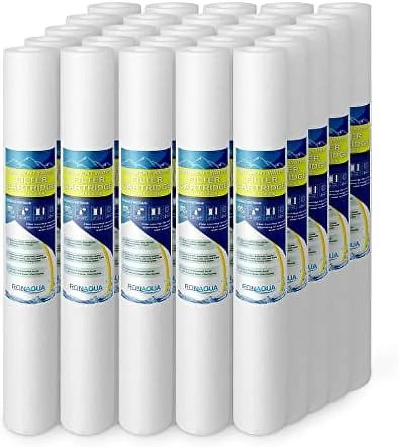 Layers -Blown Fits With Four 2.5” FPMB520, 25 Of Standard 10 Filtration Polypropylene X Sediment Micron Pack Filter 20” Whole House 20” X FPMB5-20, VX05-20 SDC-25-2005/4, Compatible Housings. 2.5”