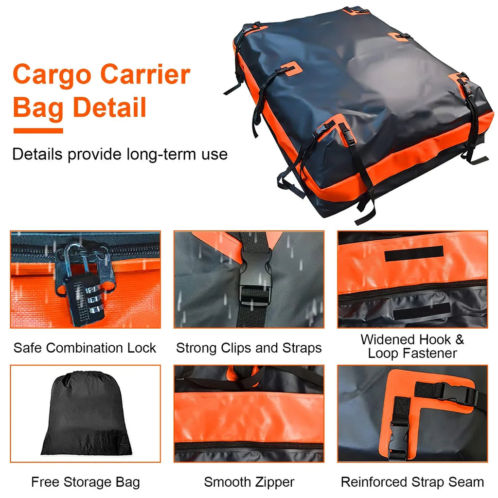 16 Bag Cubic Storage Vehicle, Carrier Large Waterproof Black Cargo Luggage Car feet Bag for Suit Anti-Slip Carriers iMounTEK Storage All Travel Mat Suv Rooftop