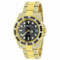 40mm Solid Yellow Presidential Gold Diamond Stainless Watch Steel 18k Simulated Mens