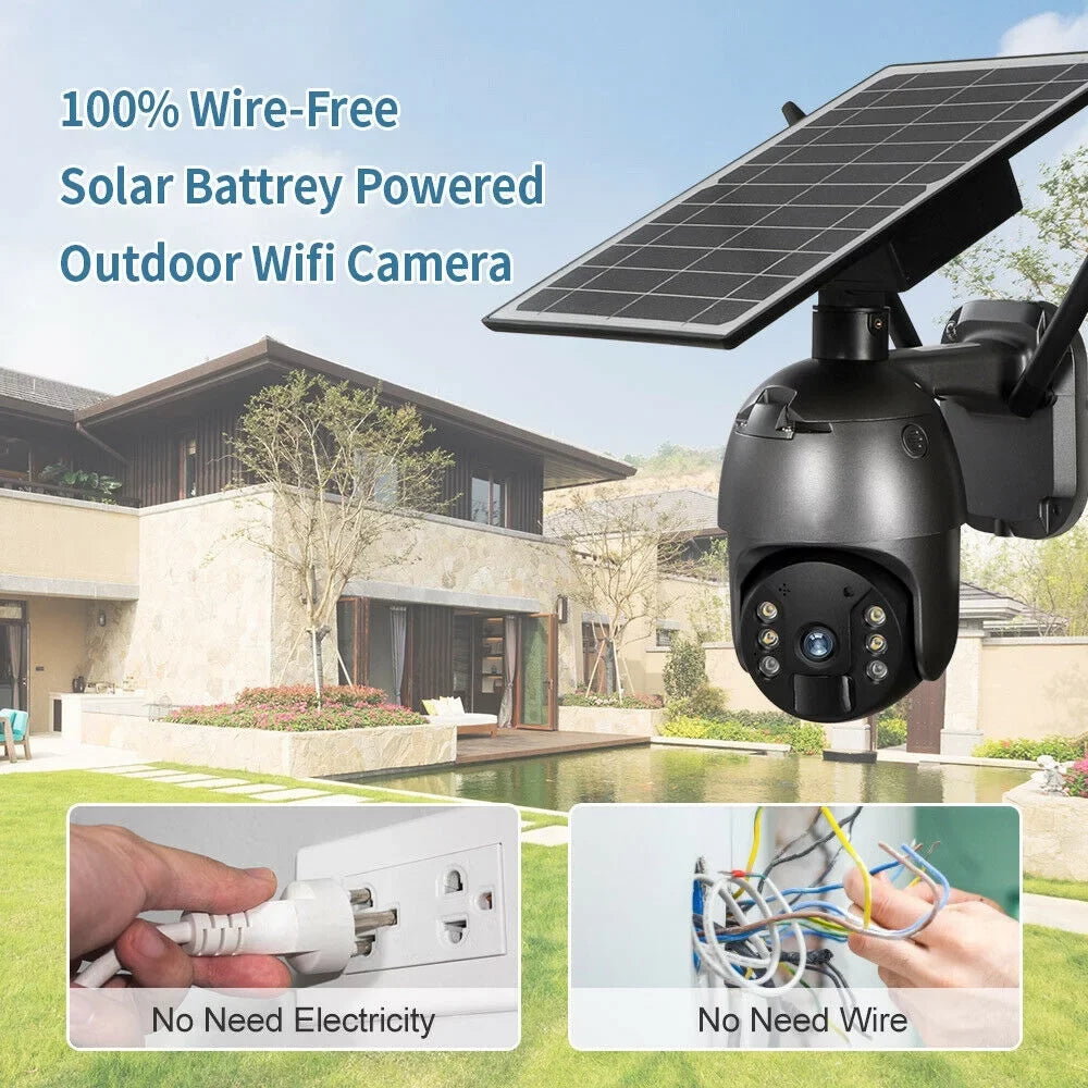Solar Outdoor IP66 Wireless 1080P PTZ PIR Detection, Surveillance Camera Audio, 2-Way Detection AI HD Waterproof, Security WIFI Camera, DFITO Human CCTV Camera Security Motion