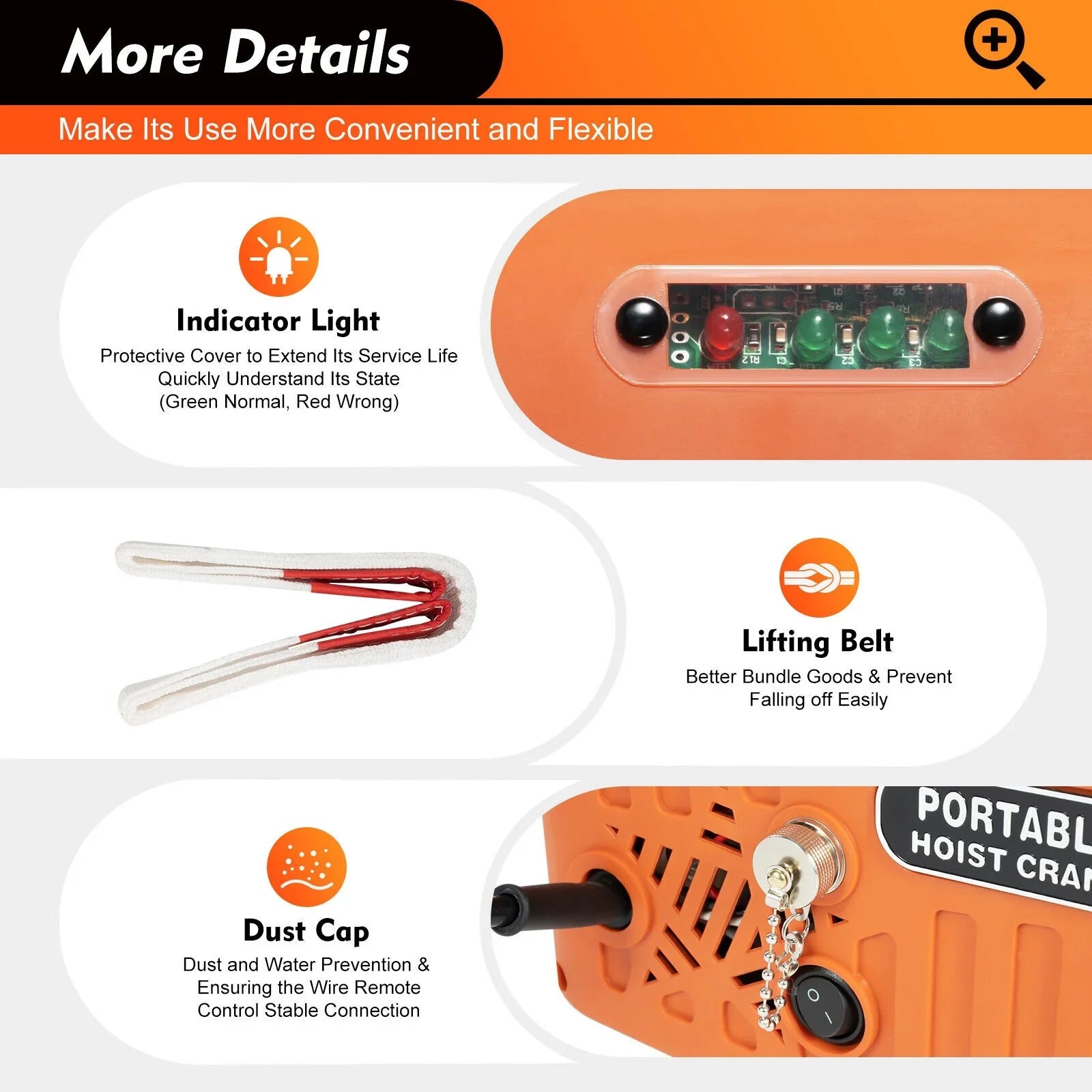 300kg/660 lbs Crane Winches W/ Electric Lift Hoist 3-in-1 Portable Remote Winch