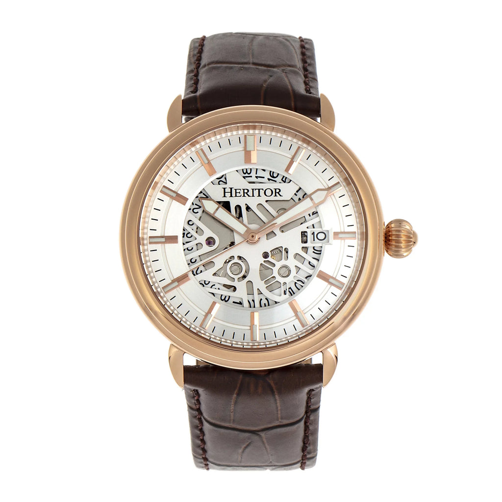 Heritor Silver - Automatic W/Date Watch Mattias Leather-Band