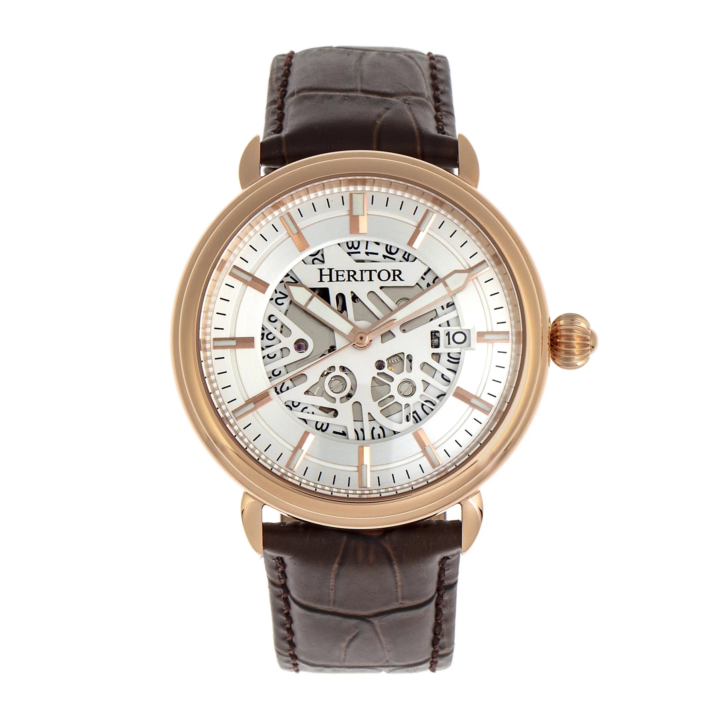 Heritor Silver - Automatic W/Date Watch Mattias Leather-Band