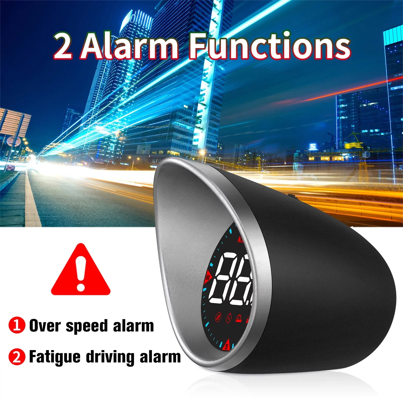 Car Digital Speedometer Display ametoys Display Car and Fatigue Angle, Driving Driving Mileage, Overspeed Compass Head-up