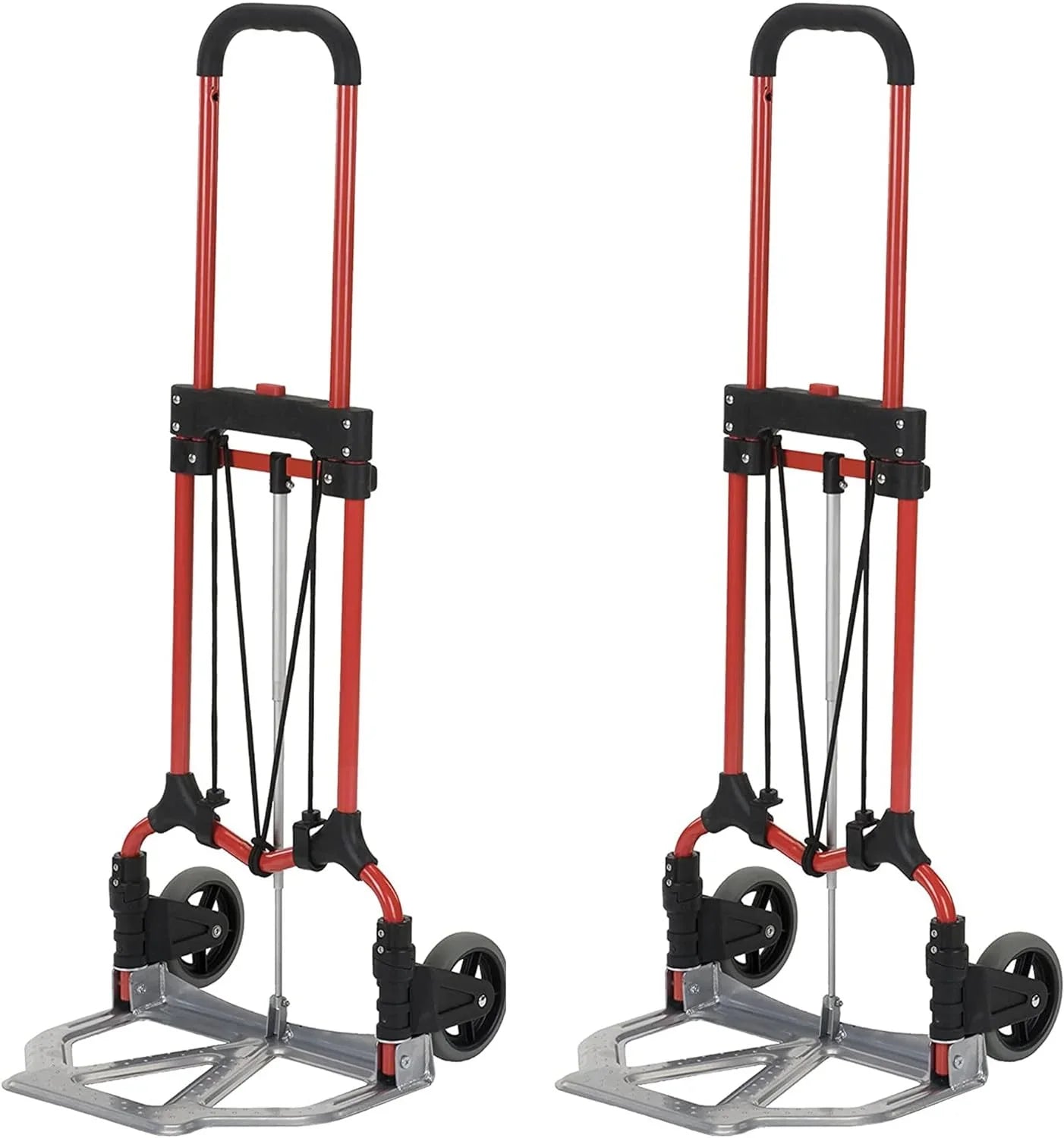 Steel (4 Personal Capacity Cart Luggage Truck Pack) Silver/Black Hand MCI Handle, W/Telescoping Folding 160Lb