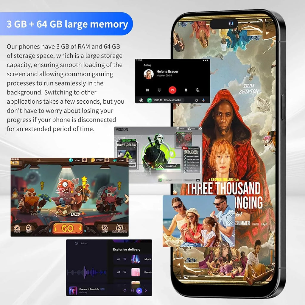 Large-Capacity Phones Phone Battery Unlocked Pro Large Screen C15 High-Definition AI Phone 6.61in Dual-SIM Max Android Smartphone 3000mAh (Black,3+32G) Support Cell Smartphones