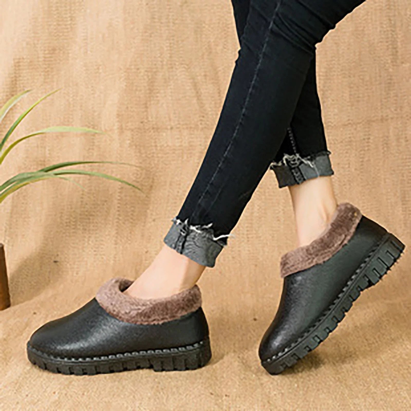 Winter Thickened Cotton Shoes Shoes Cotton Warm PU Fashion Winter Womens T Women Snow Boots Plush Boots ILJNDTGBE Hiking